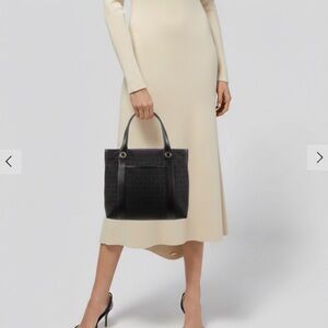 Bvlgari Logomania Black Canvas & Leather Handbag Tote Italy Retails $490 - EUC